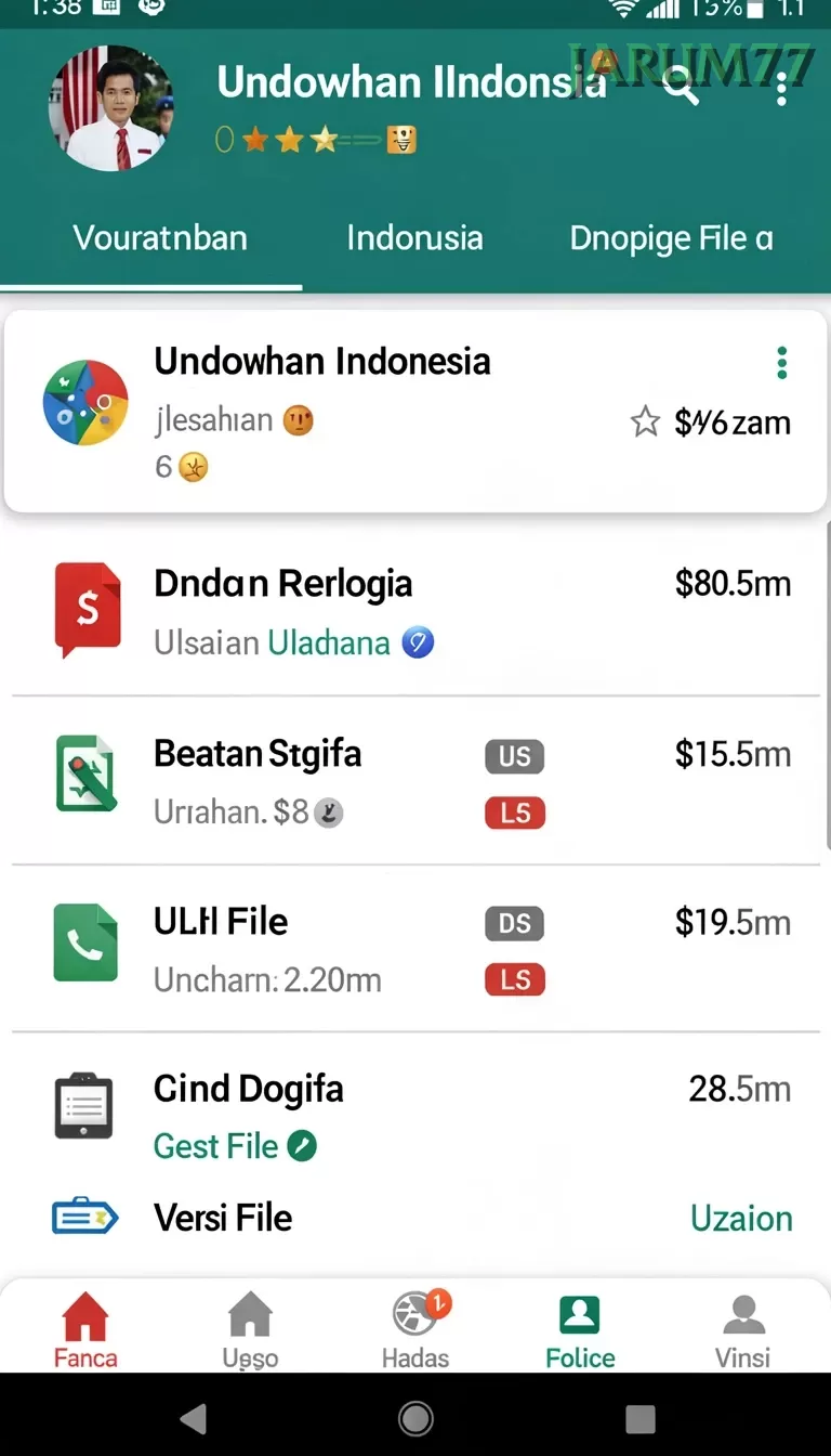 Cuplikan layar REJEKI — menu navigasi
