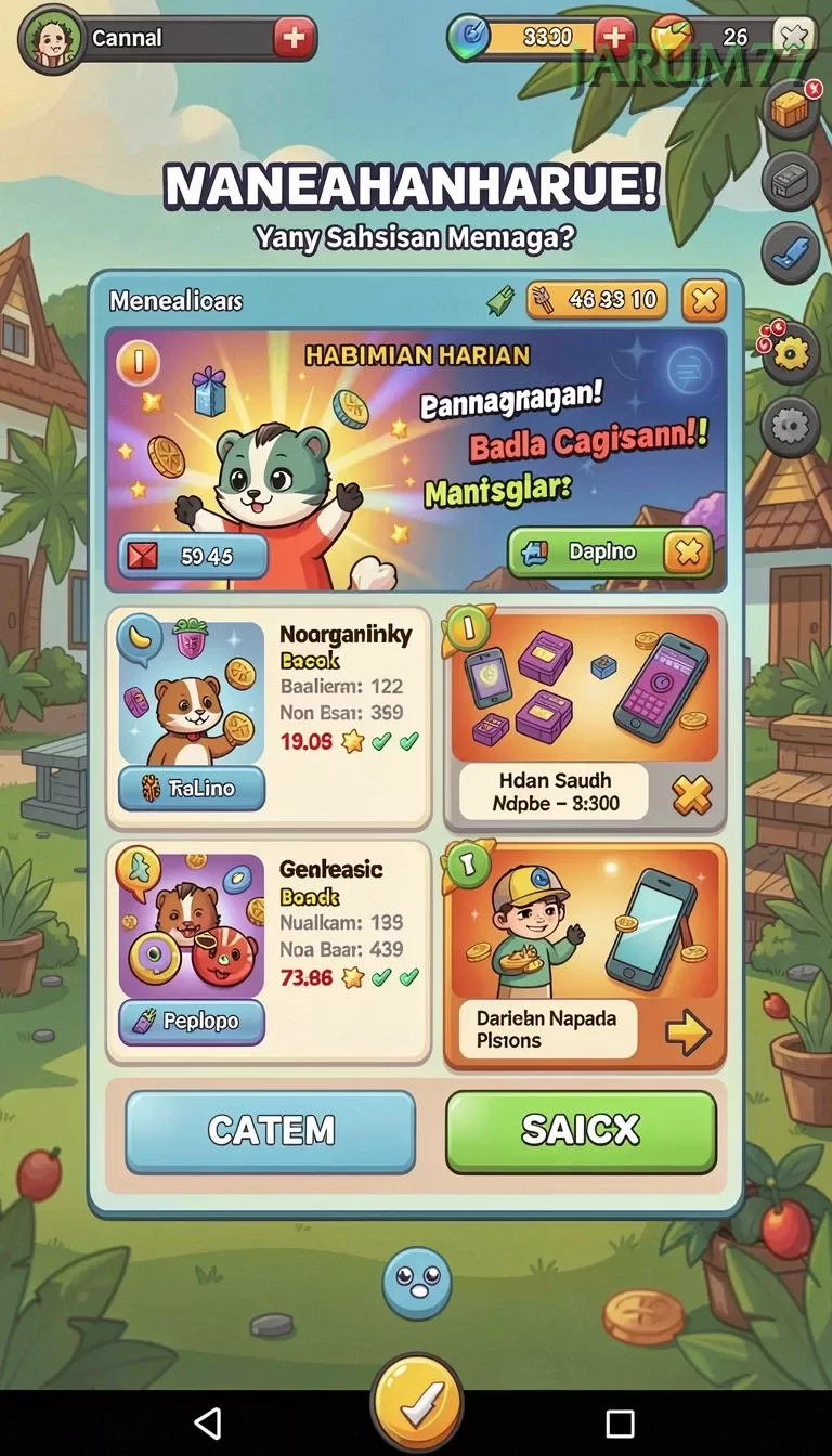 Cuplikan layar CATUR777 — aktivitas